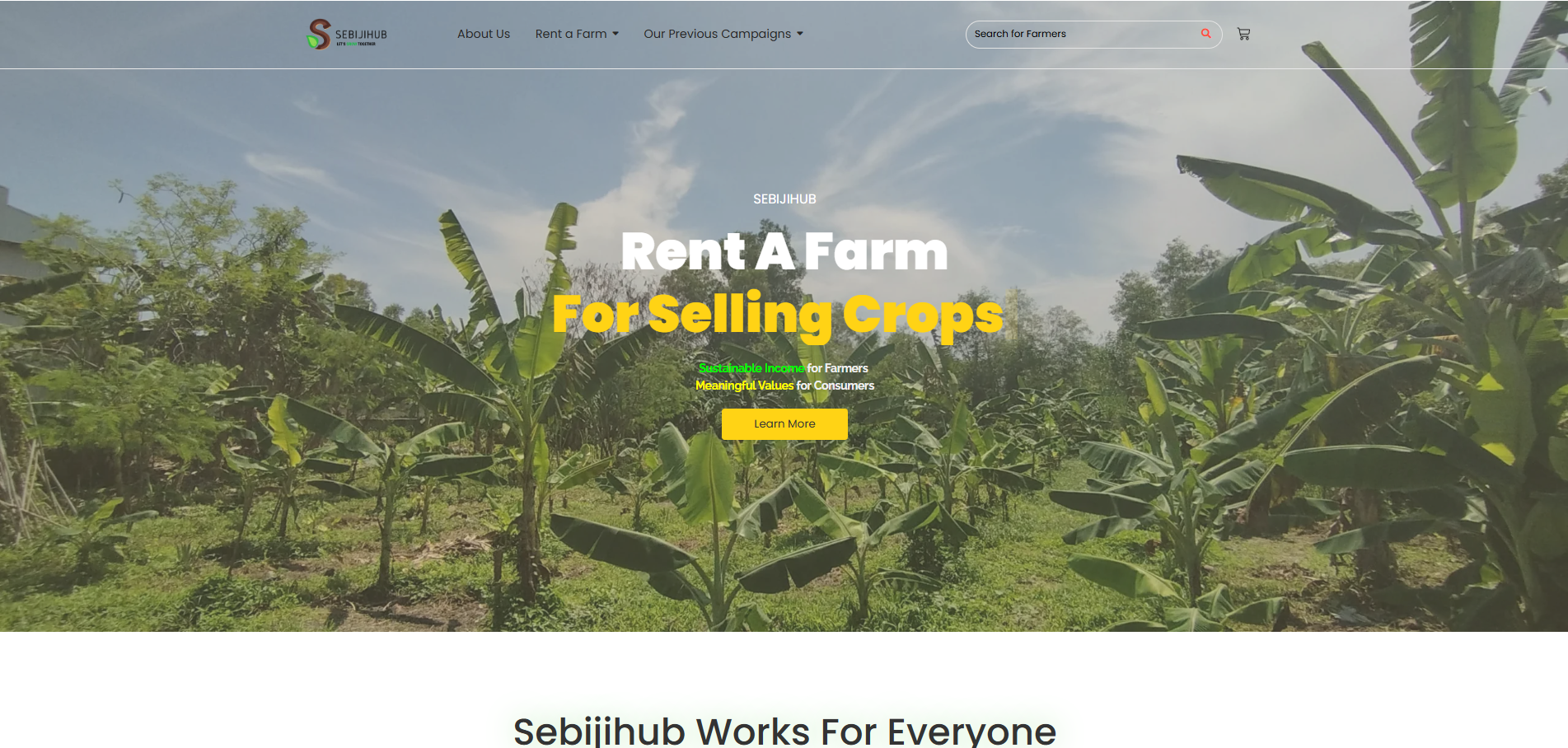 Live Sebijihub rent-a-farm website